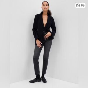 Gap Sky High Rise Vintage Slim Jeans Black 6 28 High Waist Stretch Denim